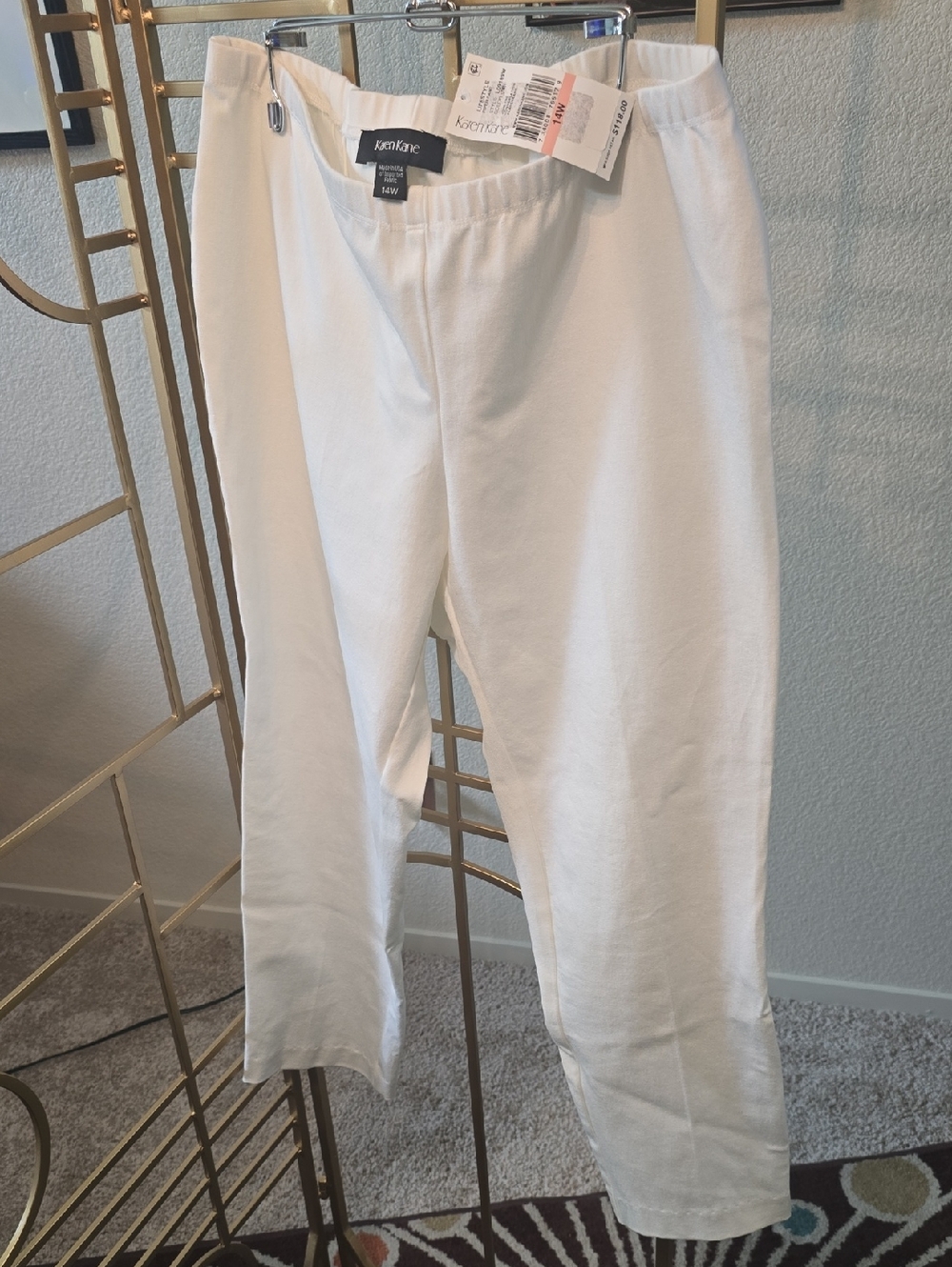 Karen Kane White Elastic-Waist Chinos 14W - NWT